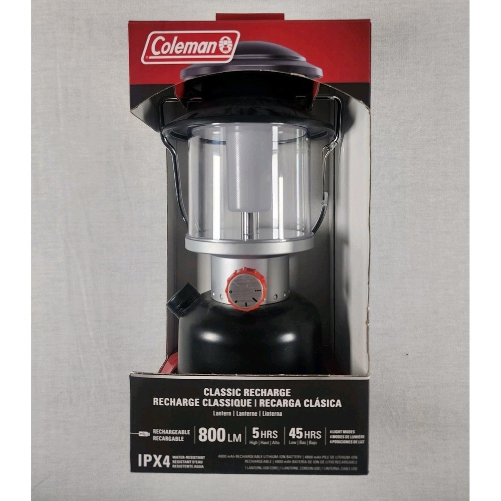 Coleman Lantern Classic Rechargeable‎ 800 Lumen LED IPX4 Water Resistant Durable